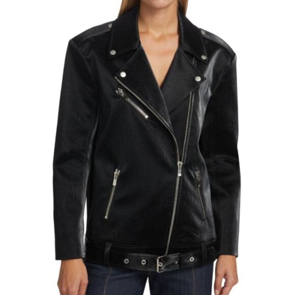 Cinq à Sept 'Brice' Faux-Leather Biker Jacket, Black - Picture 2 of 6